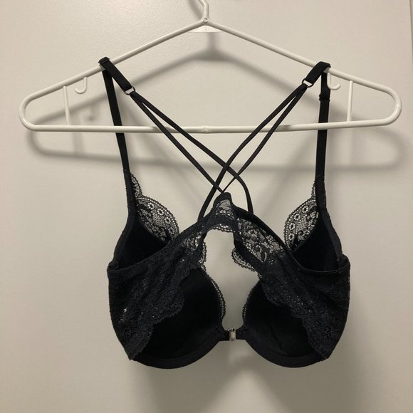 La Senza 34C Lacy Black with Blue Sparkles Pushup Bra - Picture 2 of 3